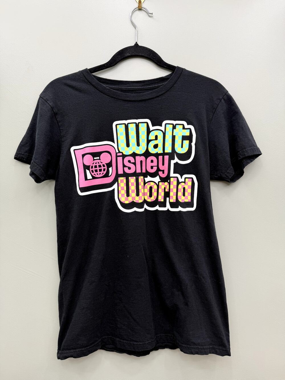Walt Disney World Graphic Tee Black Retro Theme Park T-Shirt Size Small